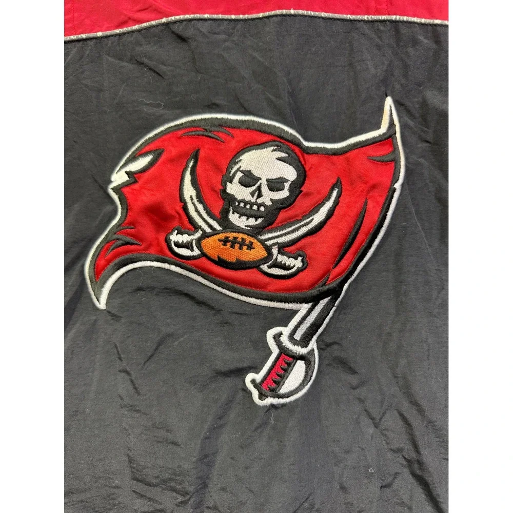 NFL Tampa Bay Buccaneers Hooded Jacket Red Black Colorblock Men Medium Full Zip